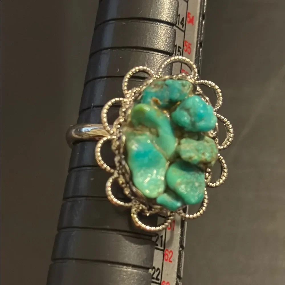 Vintage Faux Turquoise Silver Ring